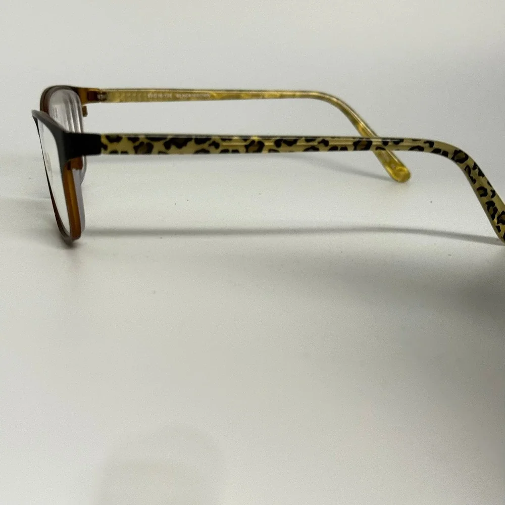 B.U.M. Equipment Sassy Eyeglasses Frames Black Brown Leopard Print 53-16-135